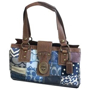 Y2K Coach Denim Patchwork Leather Shoulder Bag